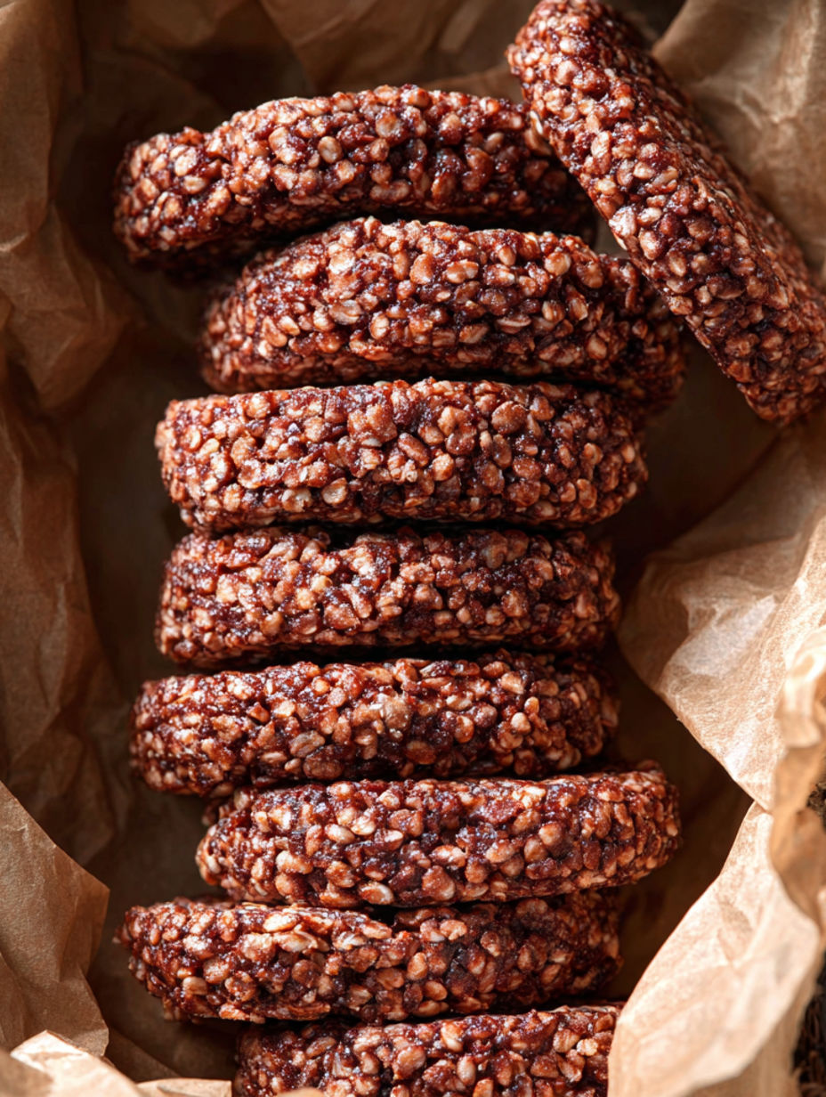 A stack of crispy quinoa cacao cookies.