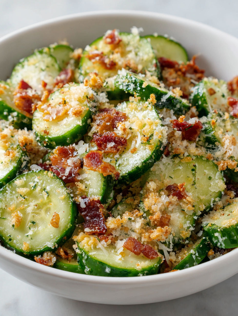 A bowl of food with bacon and cheese.