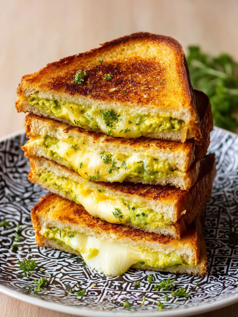A stack of three grilled cheese sandwiches.