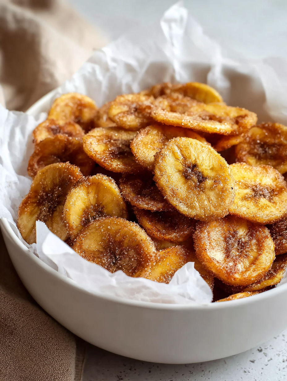 A bowl of Zimt-Bananenchips.