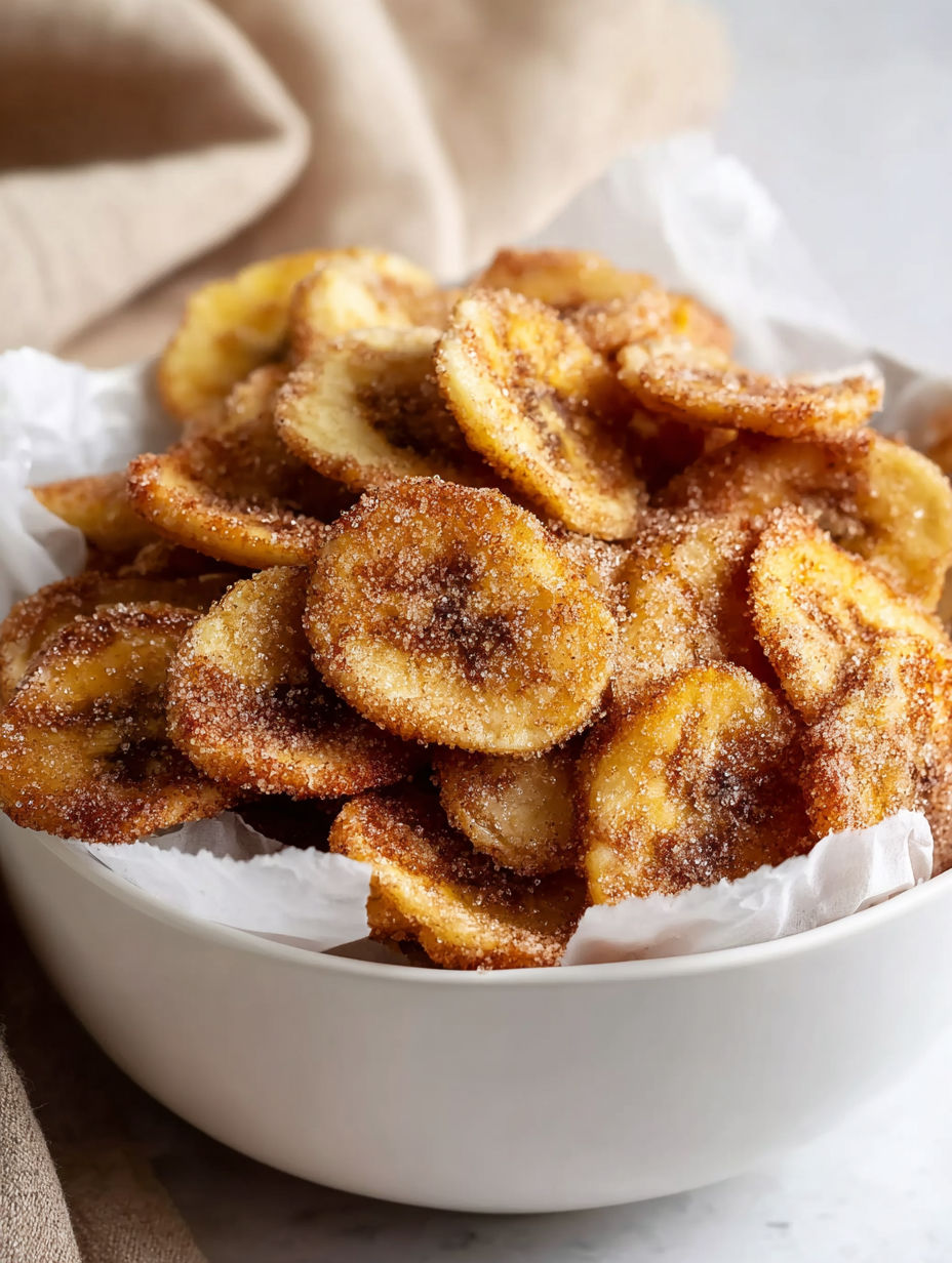 A bowl of Zimt-Bananenchips.
