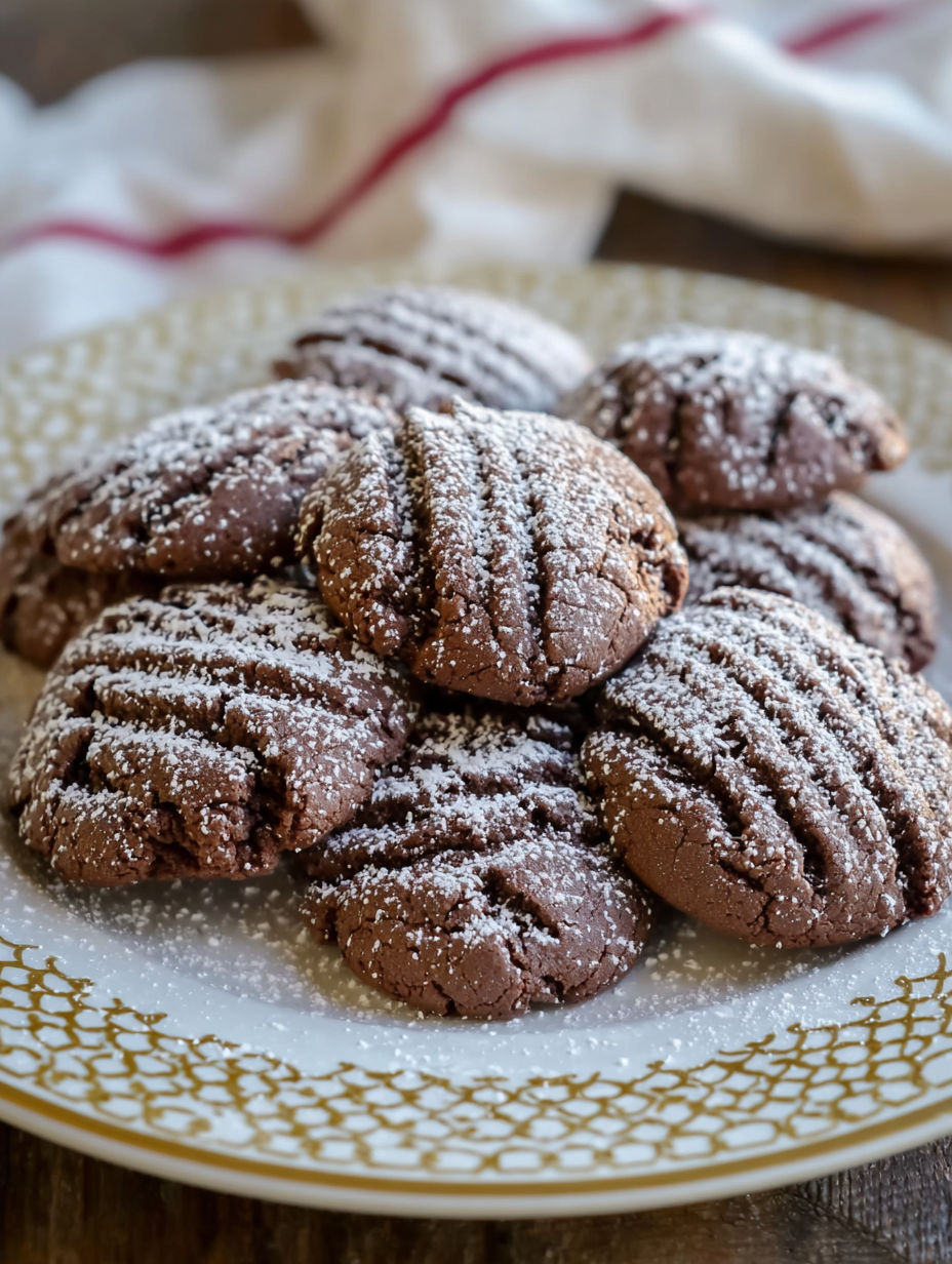 A plate of Zarte Schoko Pudding Plätzchen.