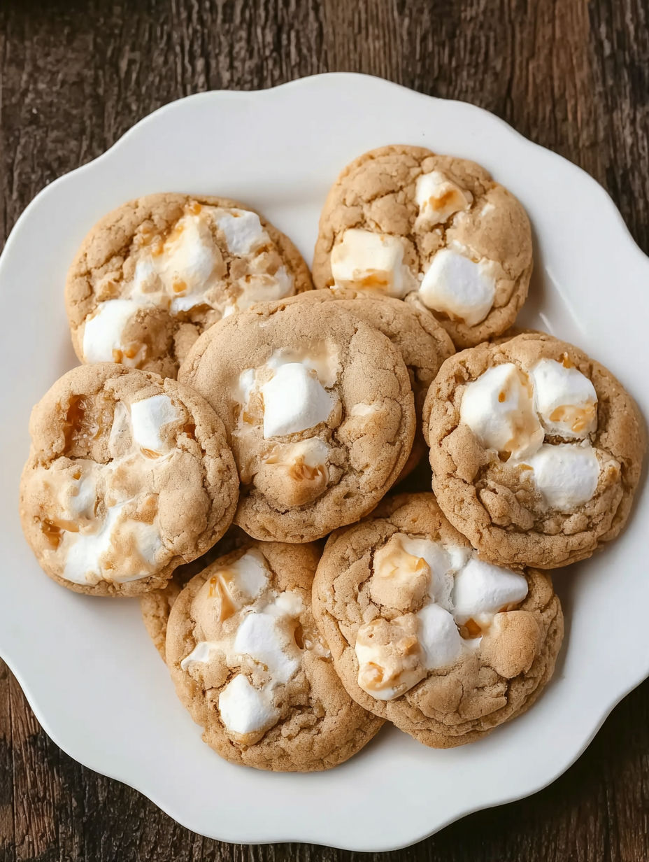 A plate of fluffy white and brown cookies.