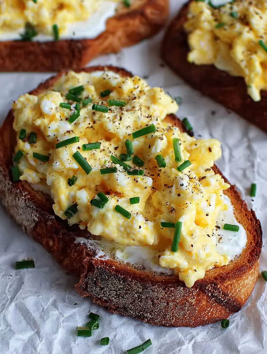 Toast with egg and cheese.