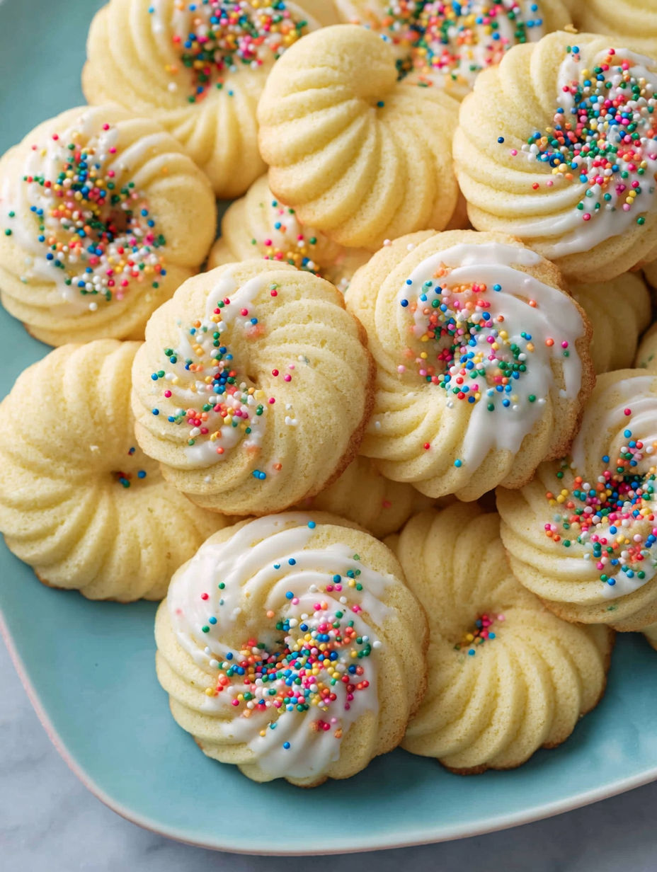A plate of butterplätzchen cookies.