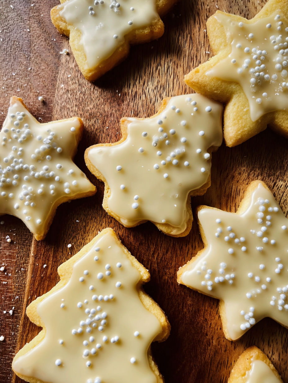 White star shaped cookies with white icing.