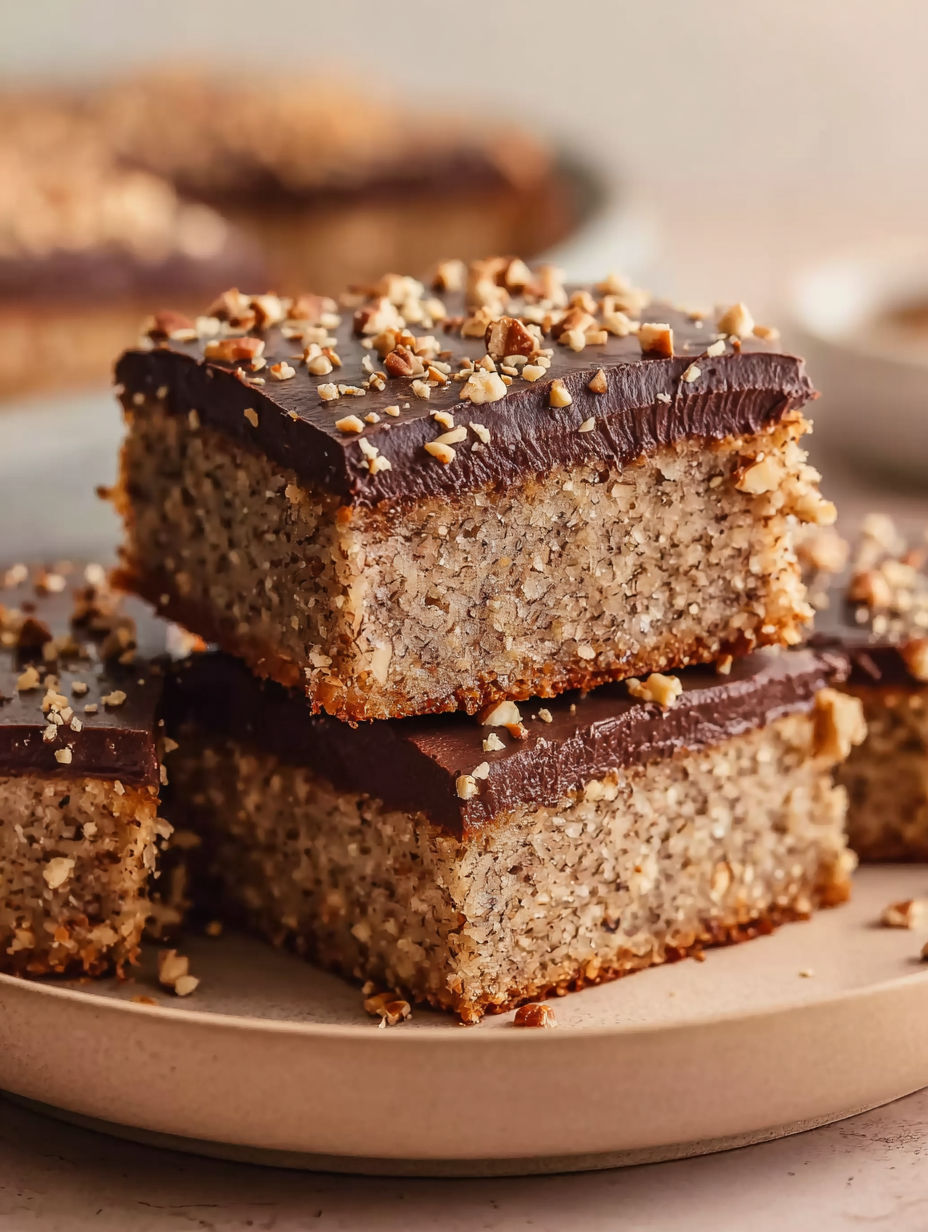 A stack of Nusskuchen cake bars.