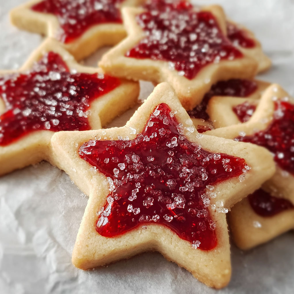 A plate of sugar plum shortbread cookies.