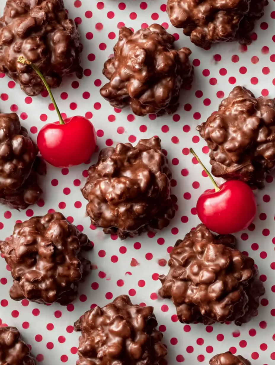 A close up of chocolate covered cherries.