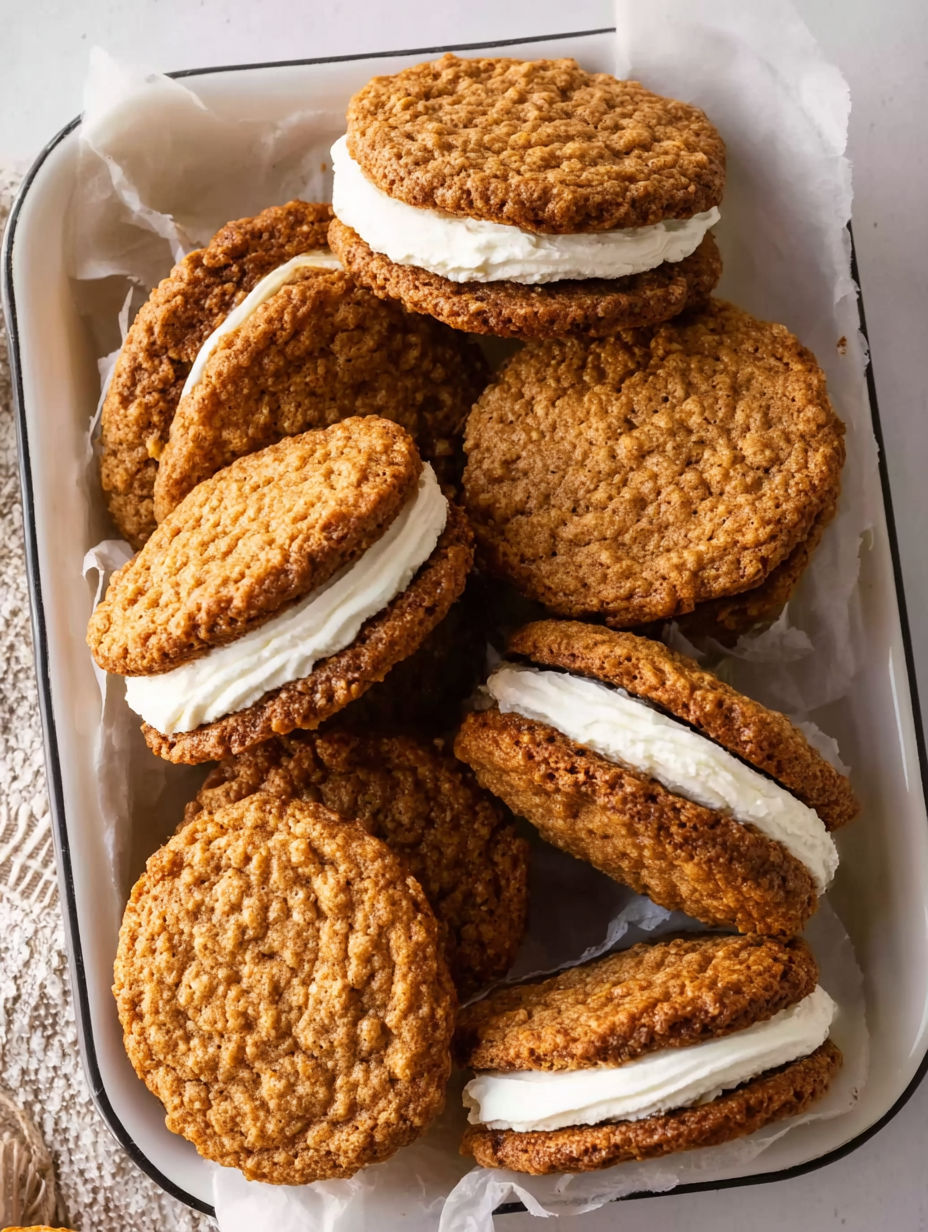 A plate of gluten-free oatmeal cream pies.