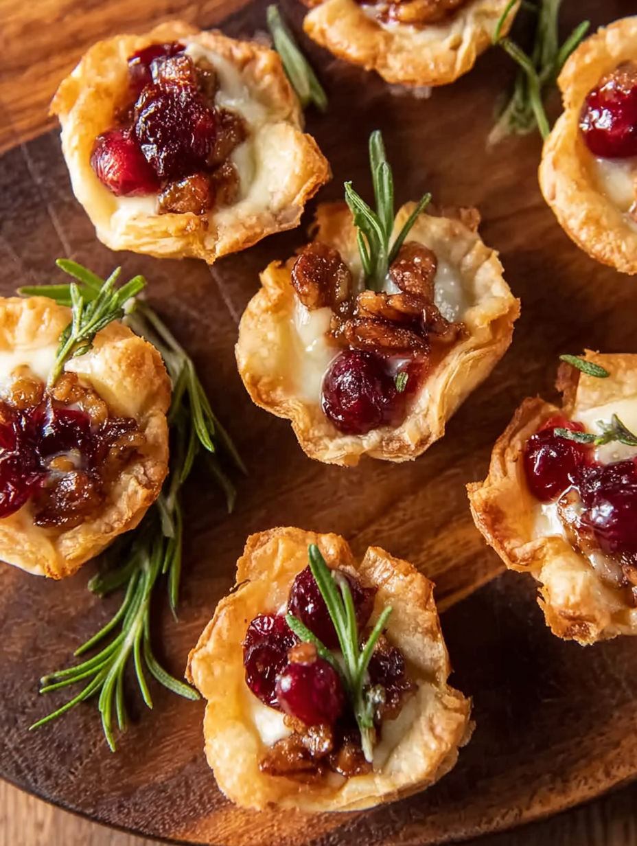 A plate of cranberry brie bites.
