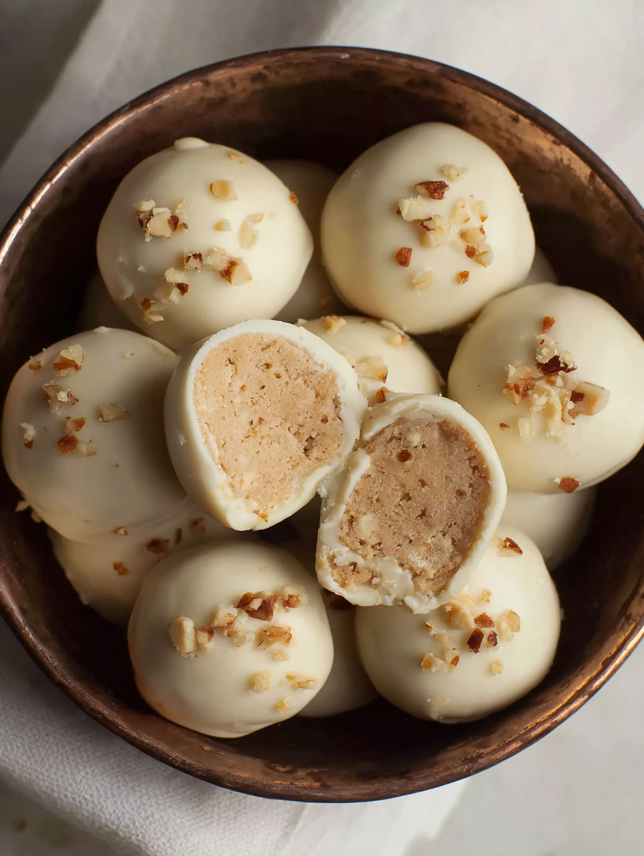 A bowl of Gebrannte Mandel Pralinen.