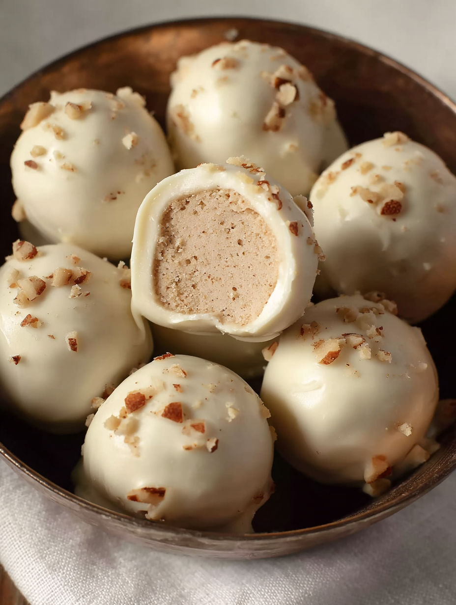 A bowl of Gebrannte Mandel Pralinen.