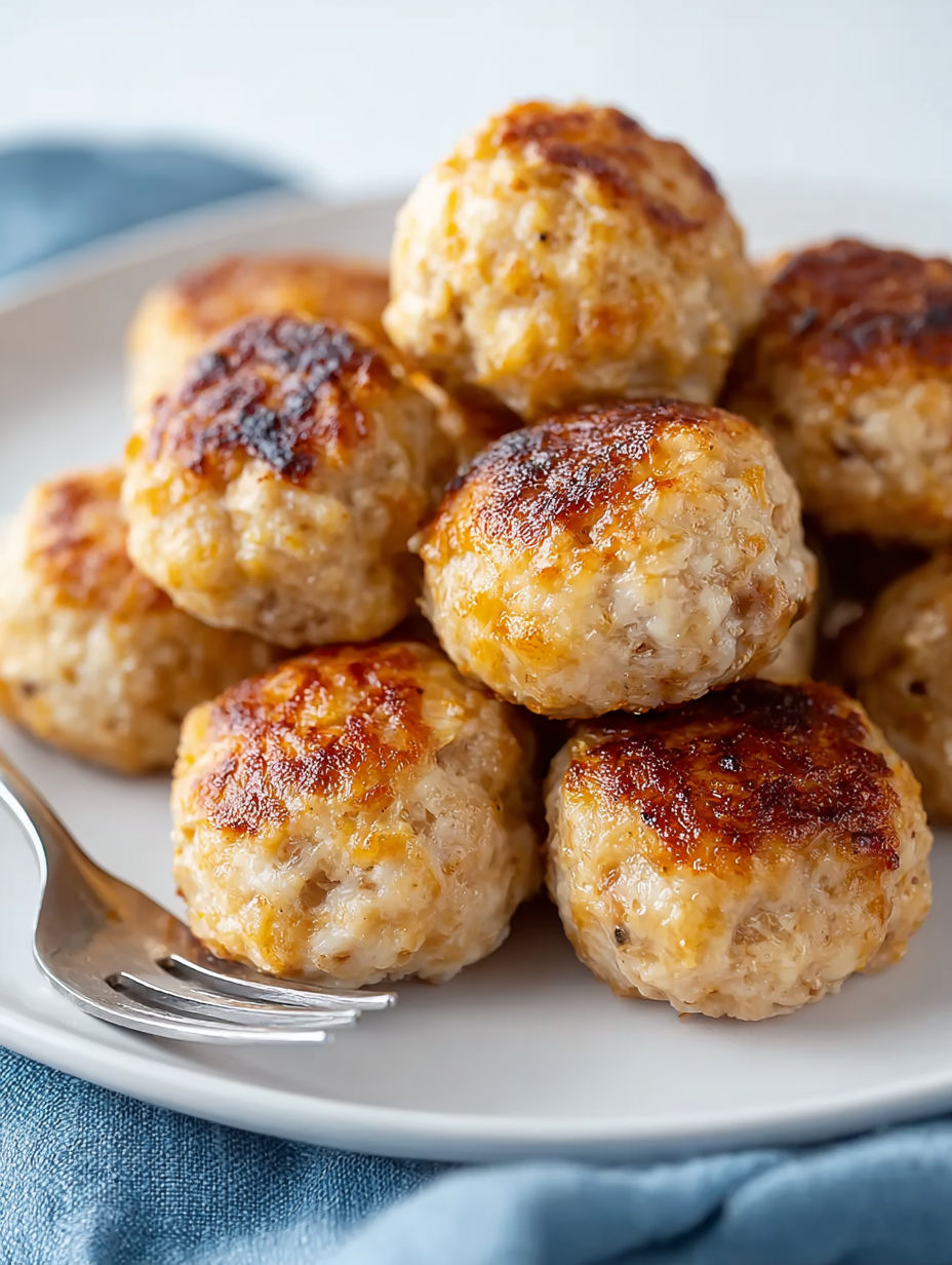 A plate of cooked meatballs.