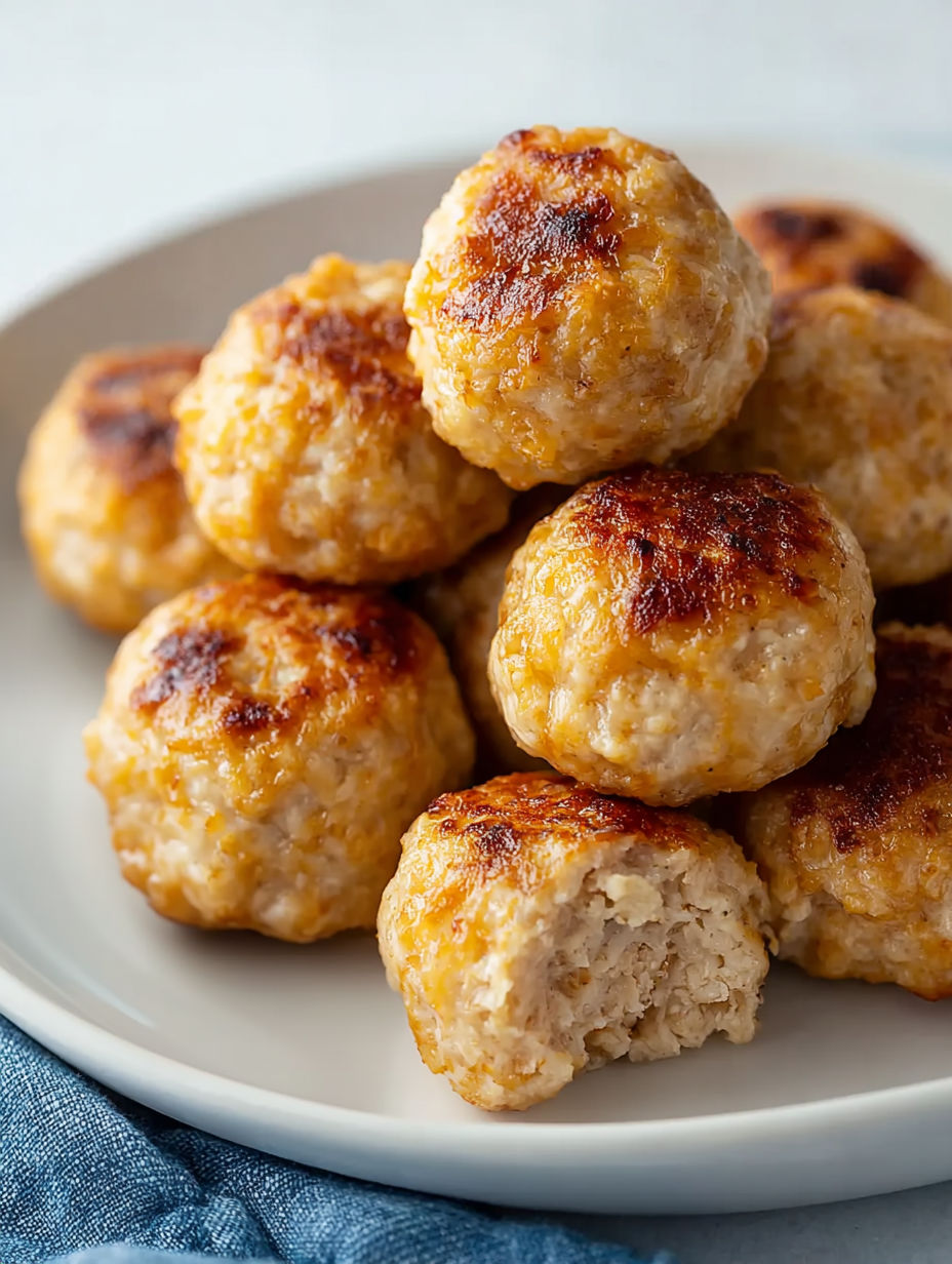 A plate of fried meatballs.