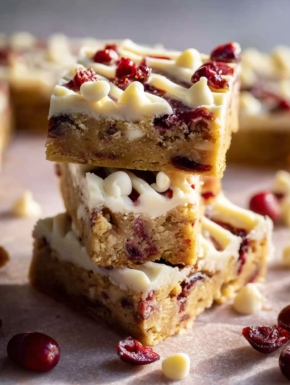 A stack of Starbucks Copycat Cranberry Bliss Bars.