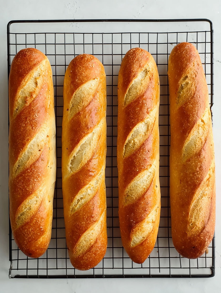 Three sauerteig sandwich rolls on a cooling rack.