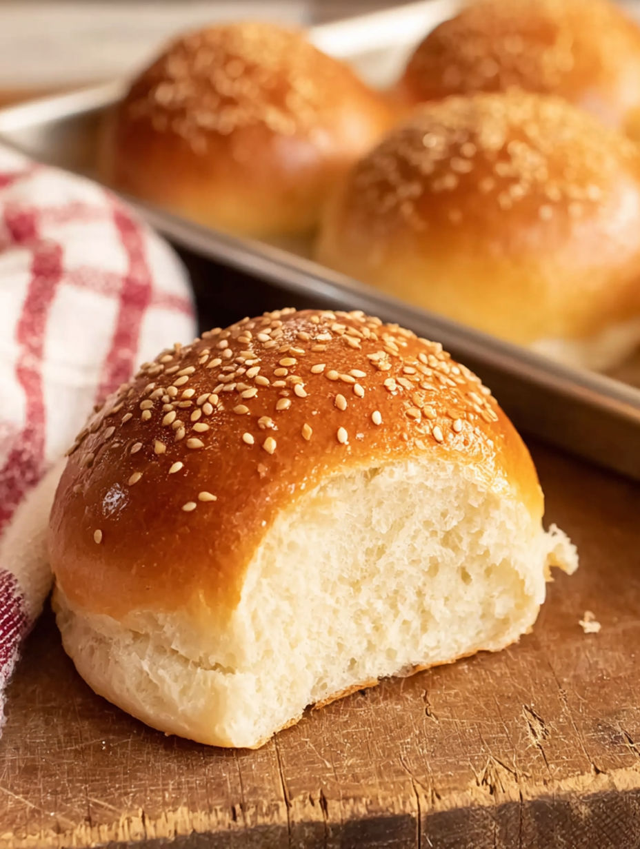 Bread rolls with seeds on top.