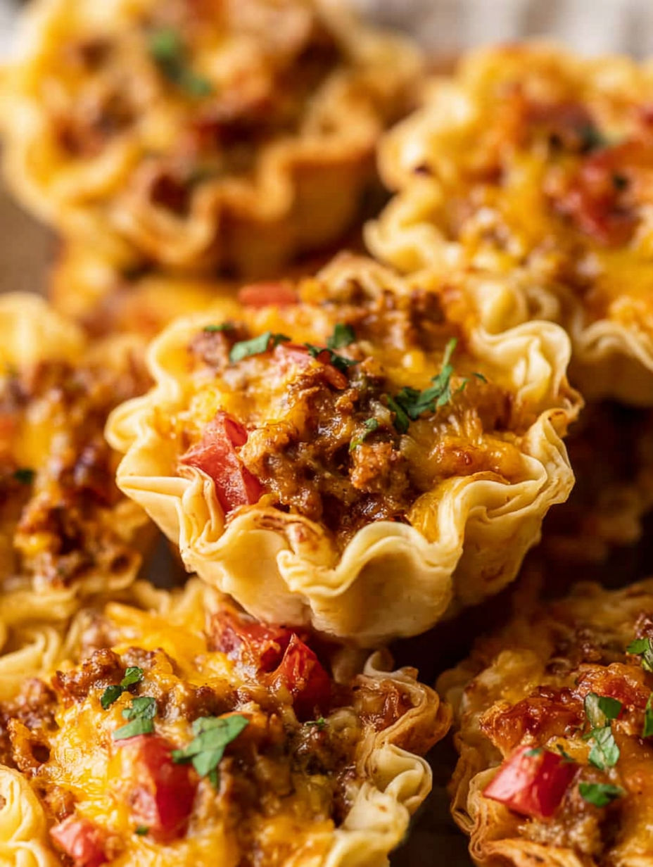 A close up of a taco ranch bites.