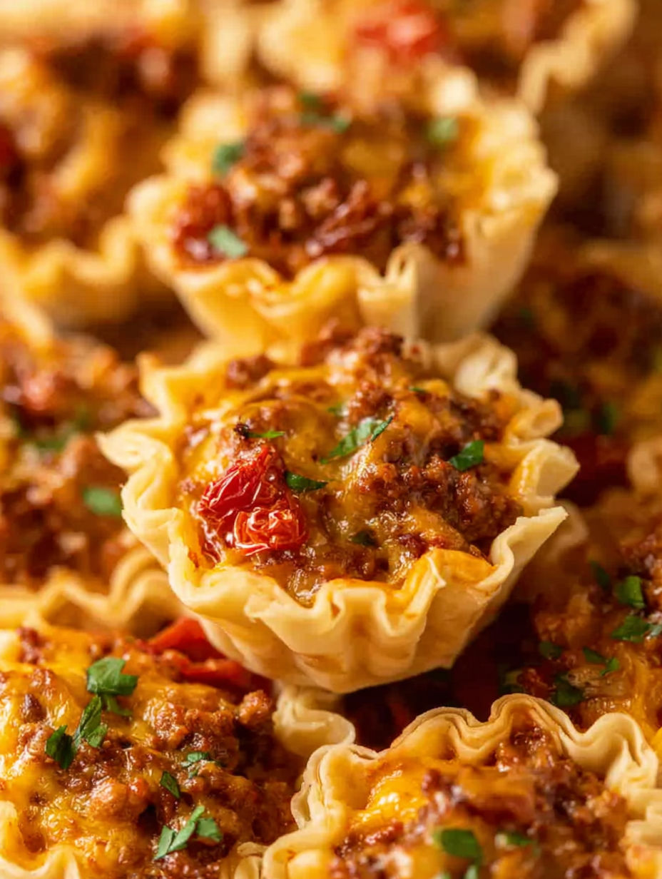 A close up of a taco ranch bites.