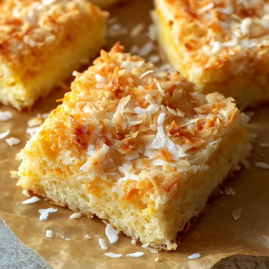 Coconut Macaroon Bars on a paper towel.