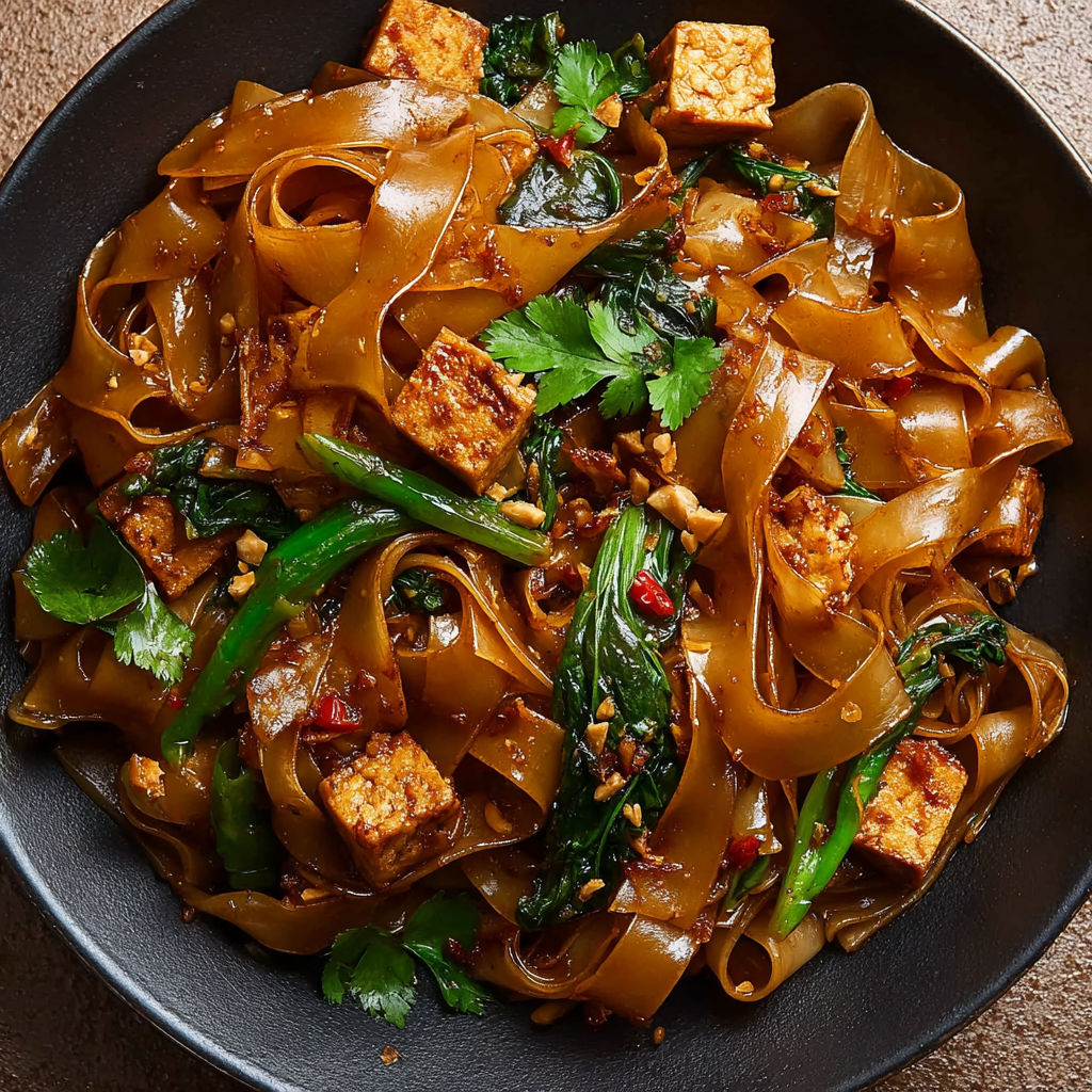 A plate of Thai Drunken Noodles.