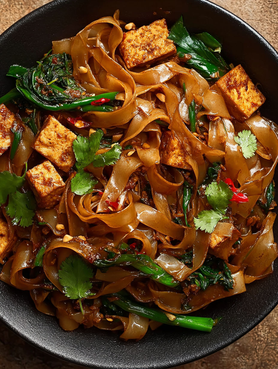 A bowl of Thai Drunken Noodles.
