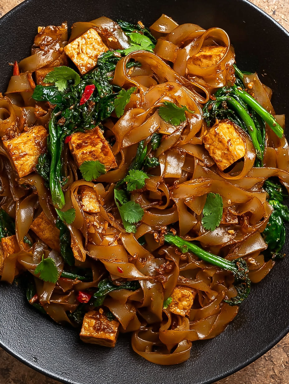 A plate of Thai Drunken Noodles.