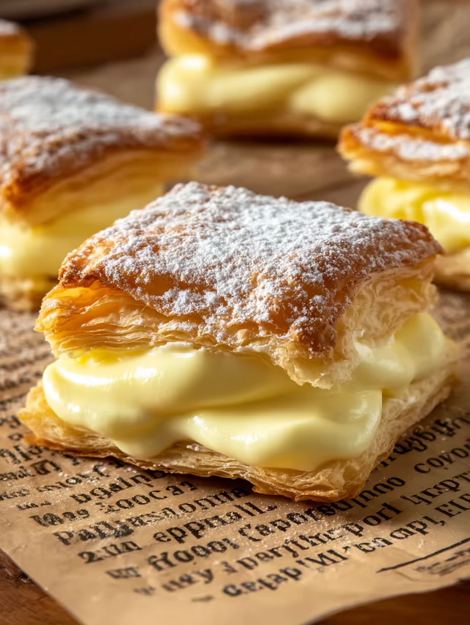 Puddingteilchen aus Blätterteig.