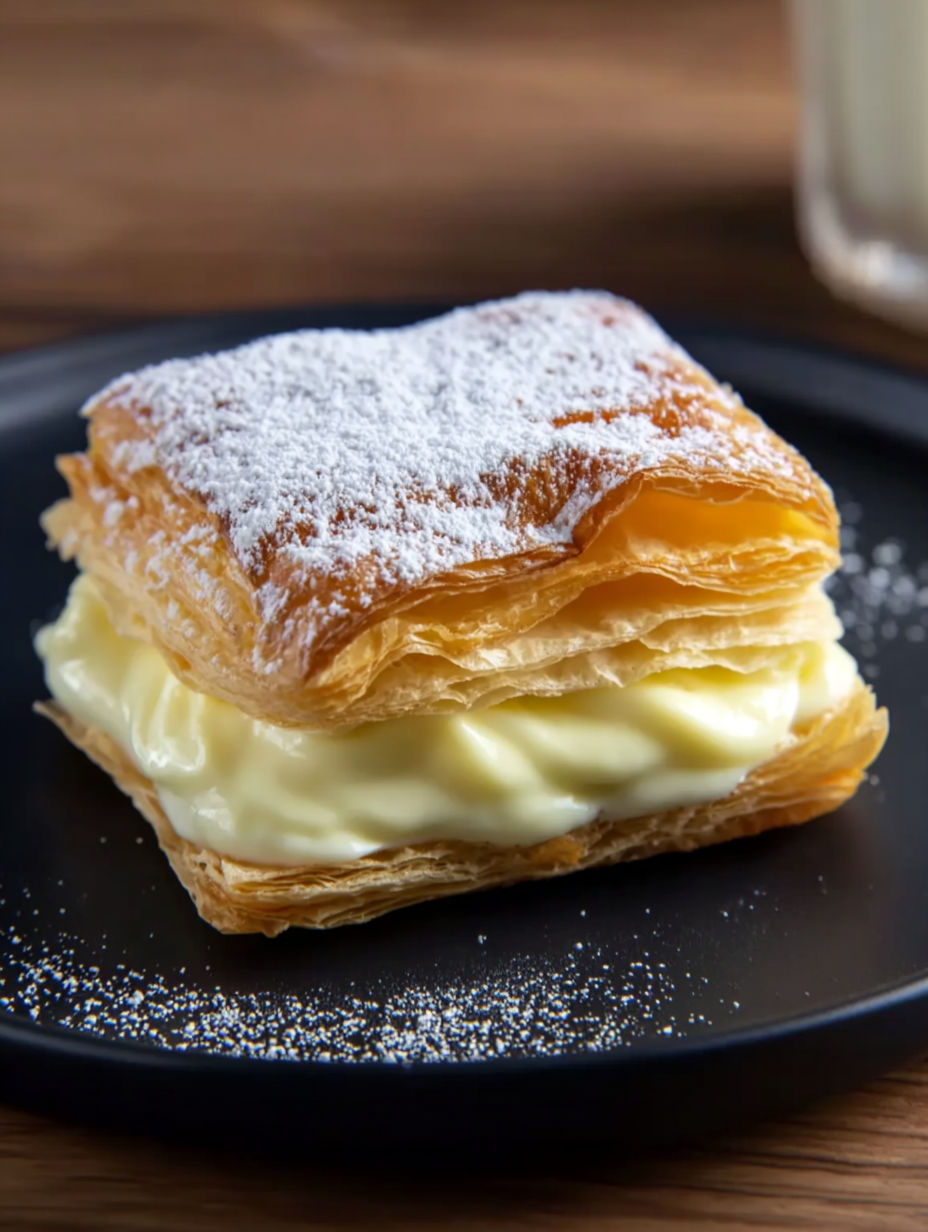 A plate with a pastry on it.