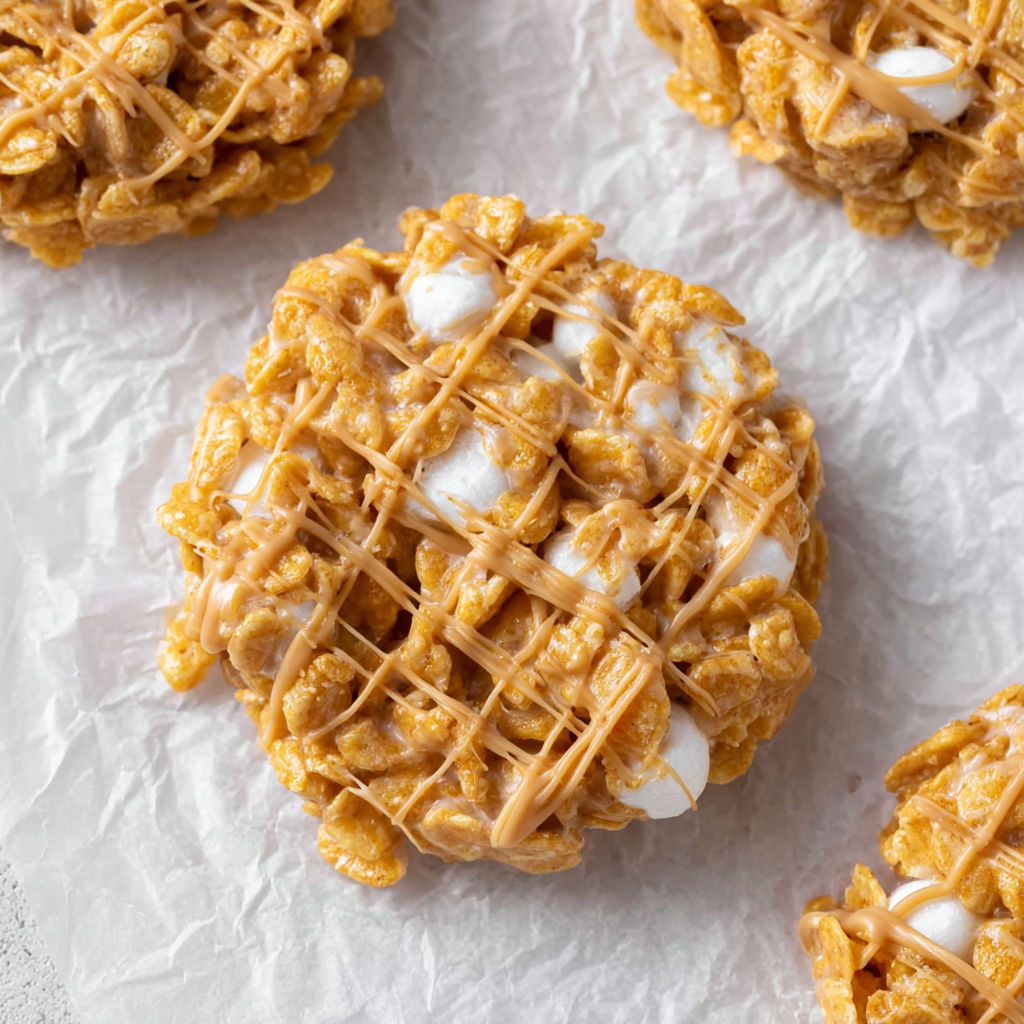 A close up of a cookie with marshmallows and peanut butter.