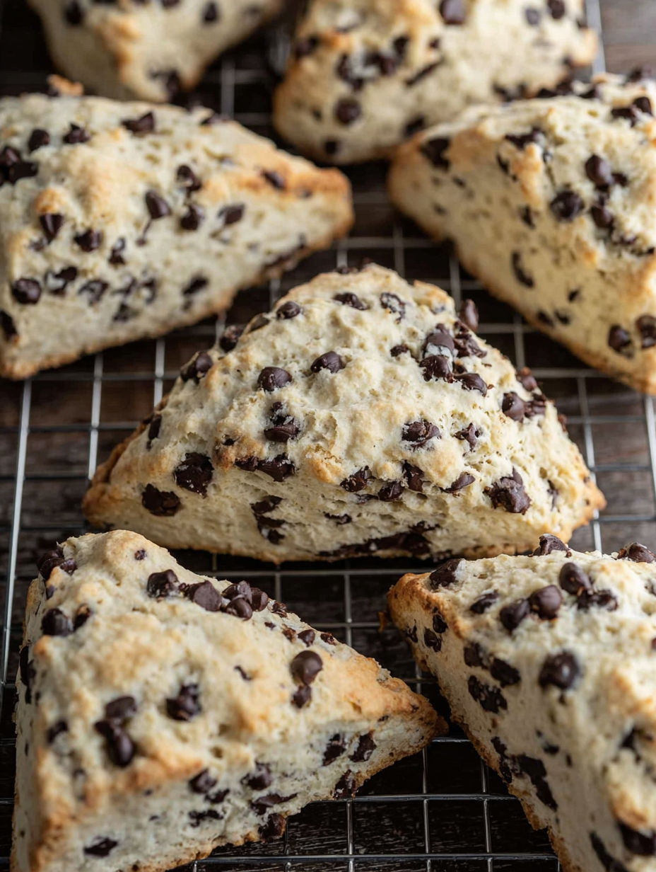 A tray of chocolate chip scones.
