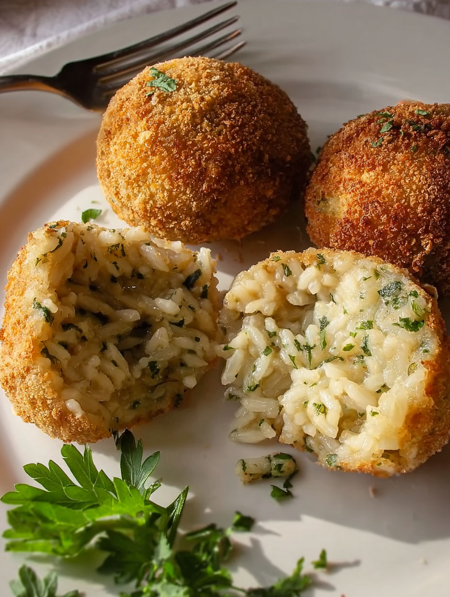 Three balls of rice on a plate.