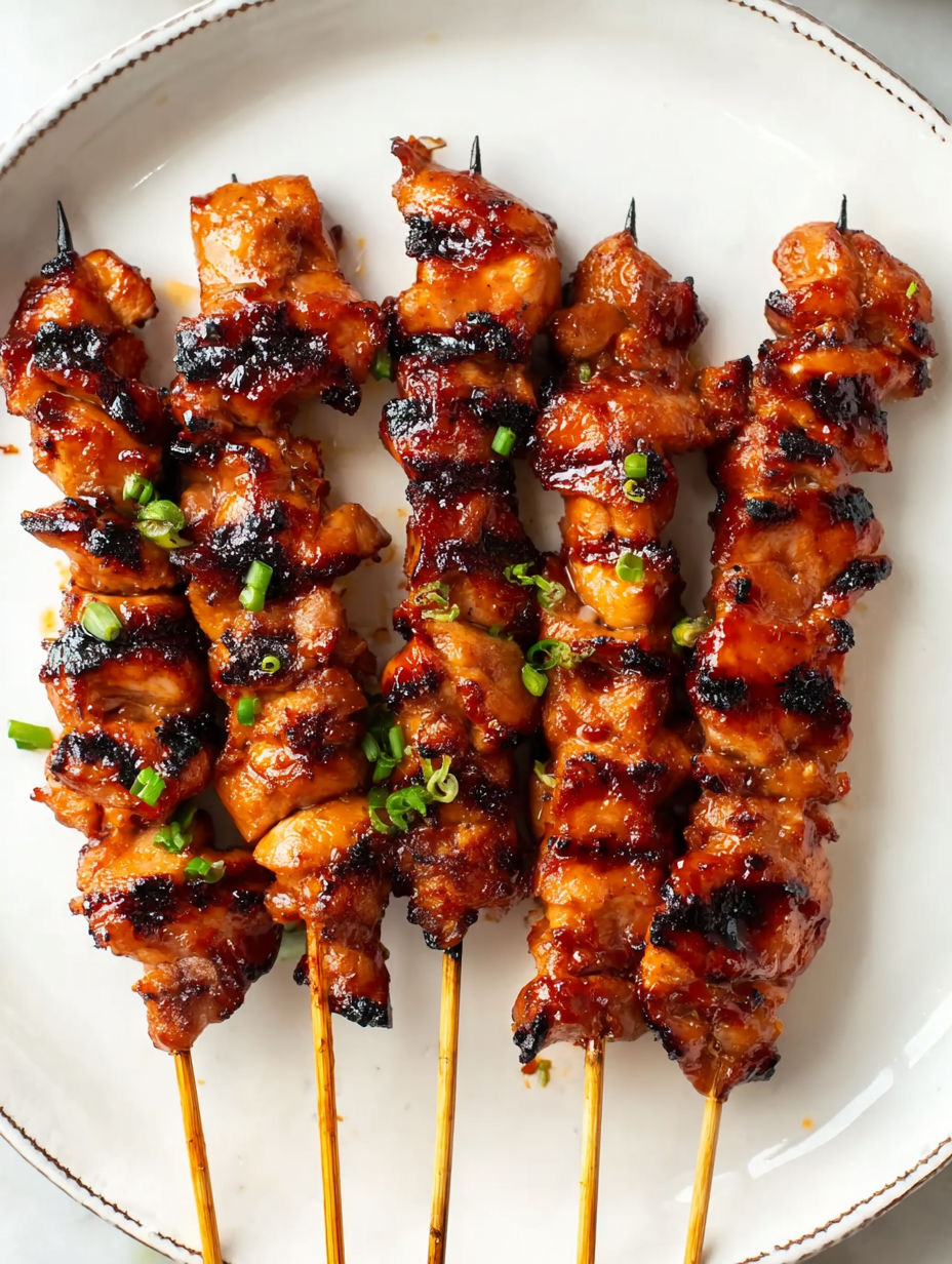 A plate of Koreanische Hähnchenspieße.