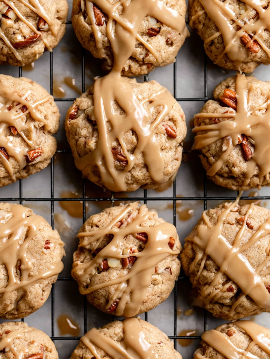 Maple brown sugar cookies on a cooling rack.