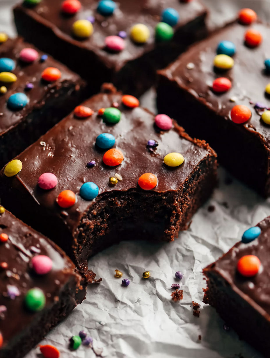 A close up of a homemade cosmic brownie.