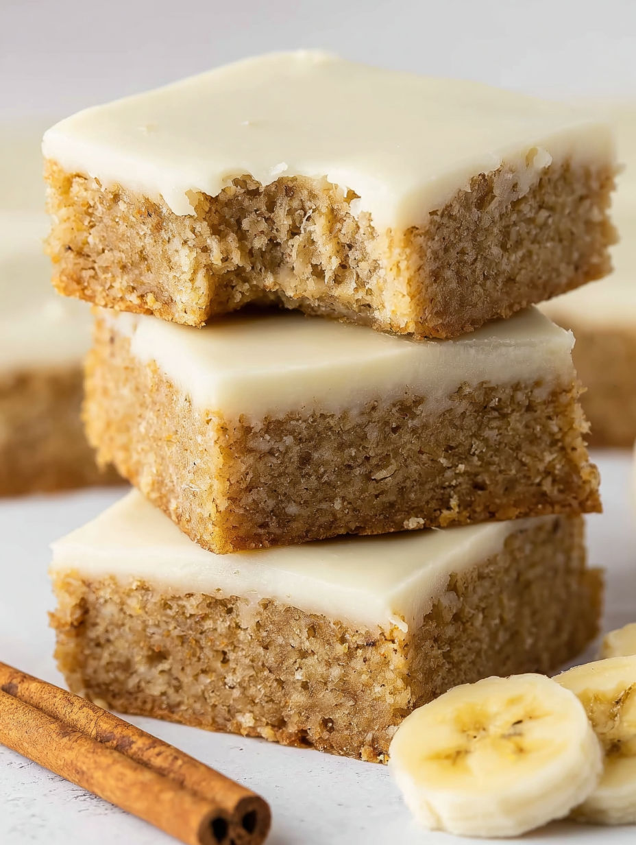Three slices of banana bread with brown sugar topping.