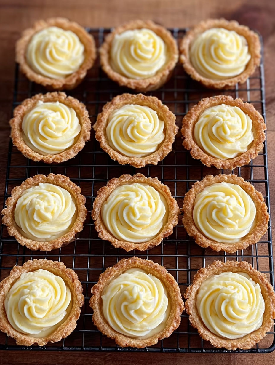 A tray of small pastries with white frosting.