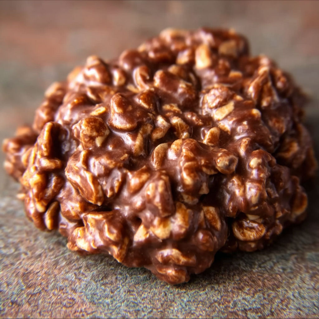 A close up of a cookie with a brown and white color.