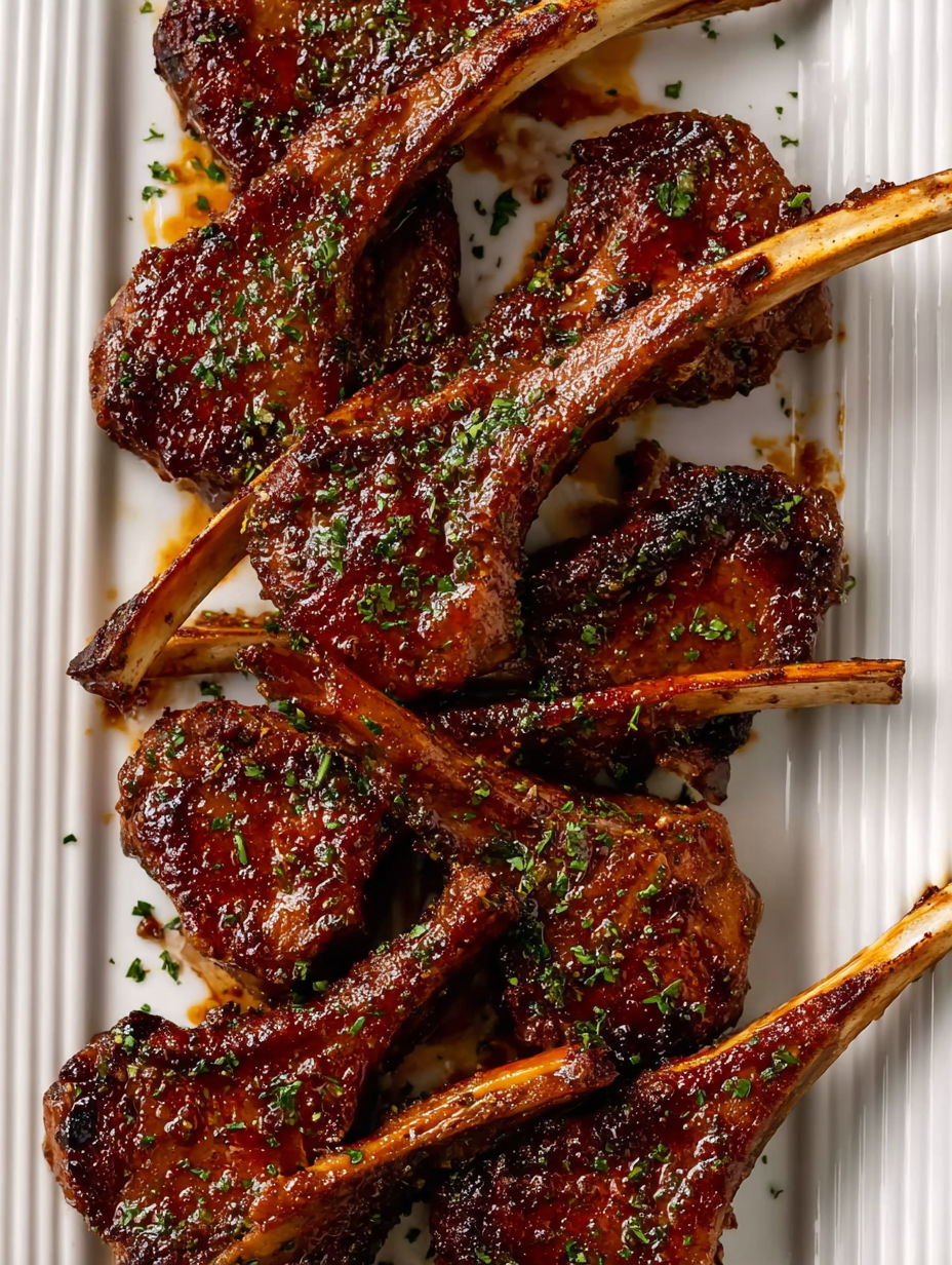 A plate of grilled meat with a sauce.