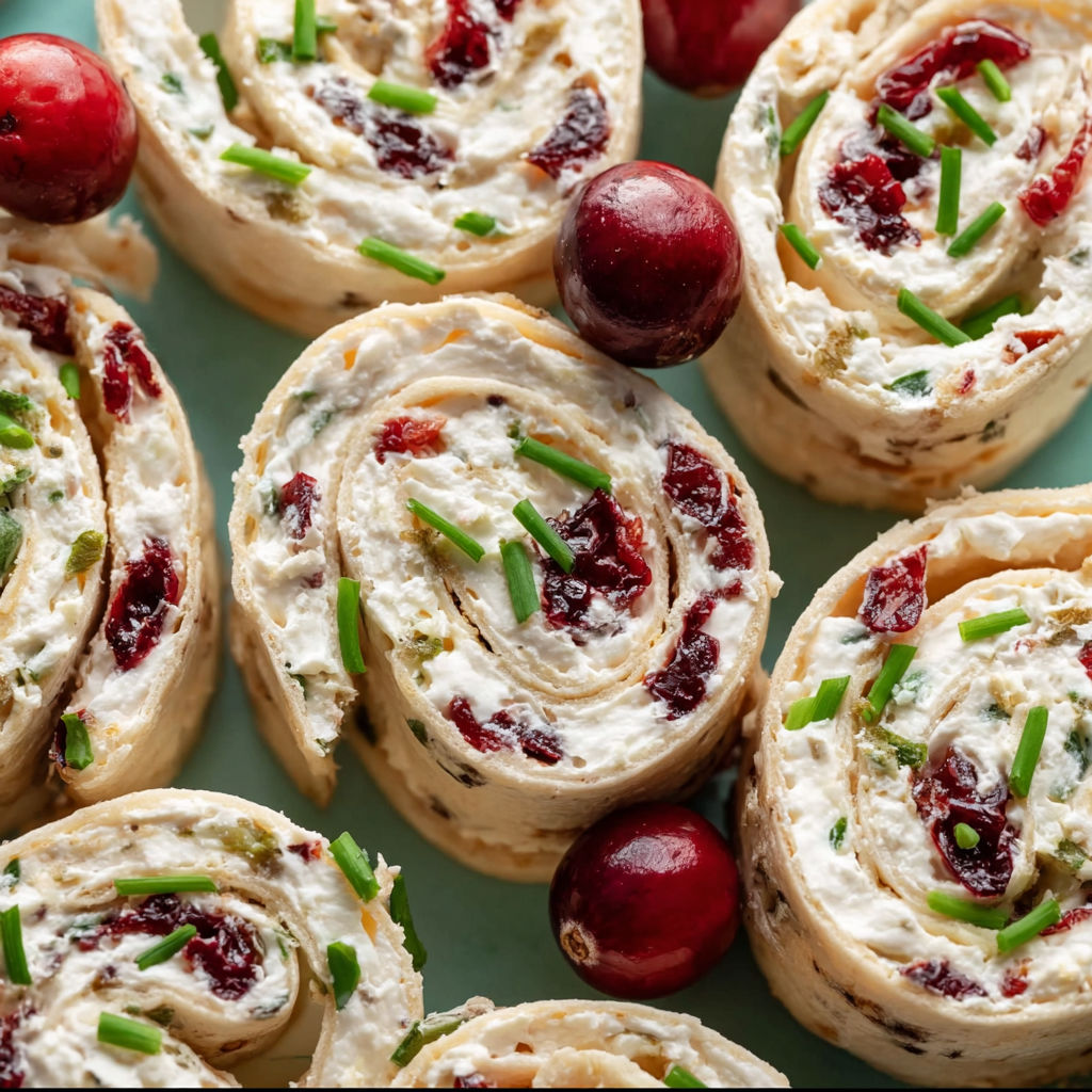 A plate of Weihnachts-Cranberry-Röllchen.