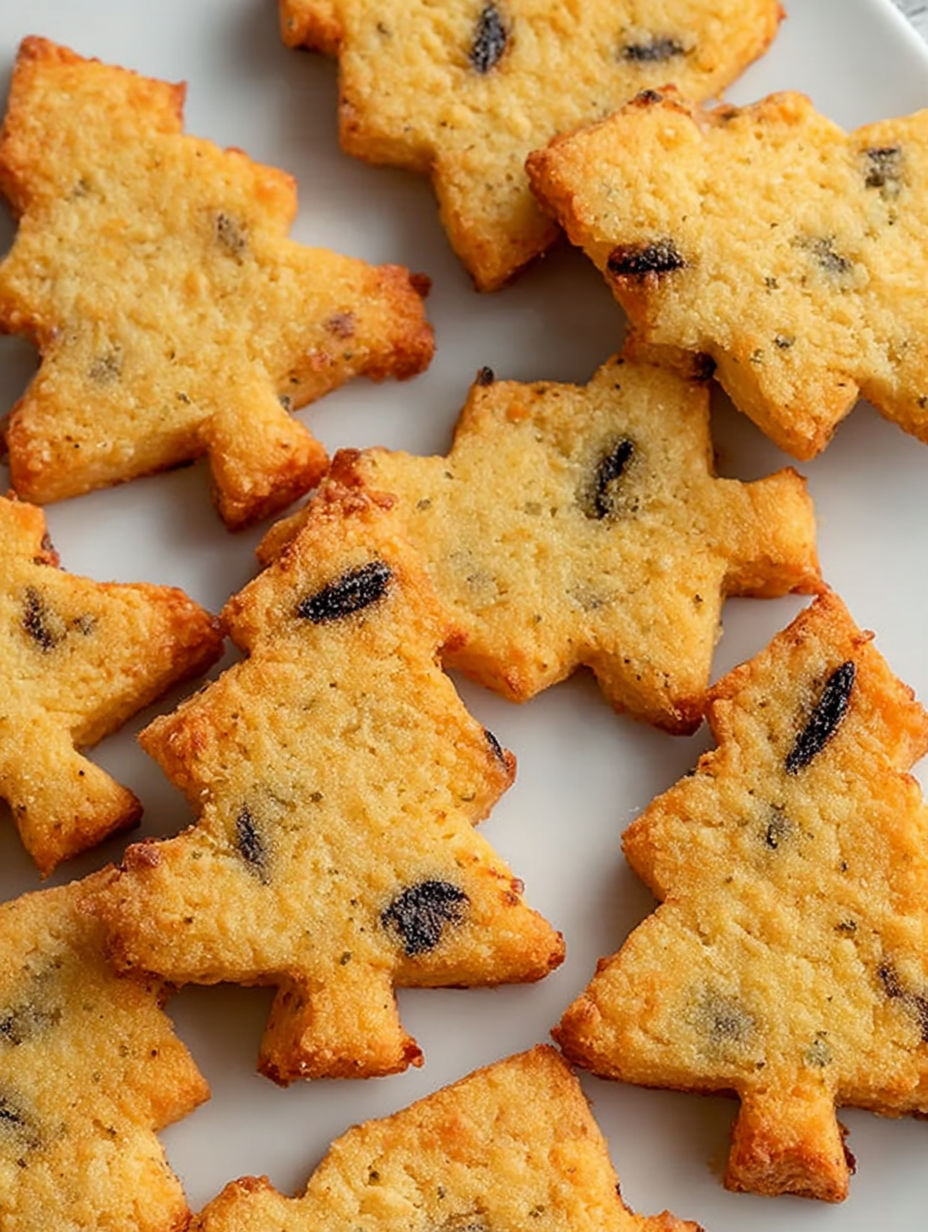 A plate of Käse-Oliven-Cracker cookies.