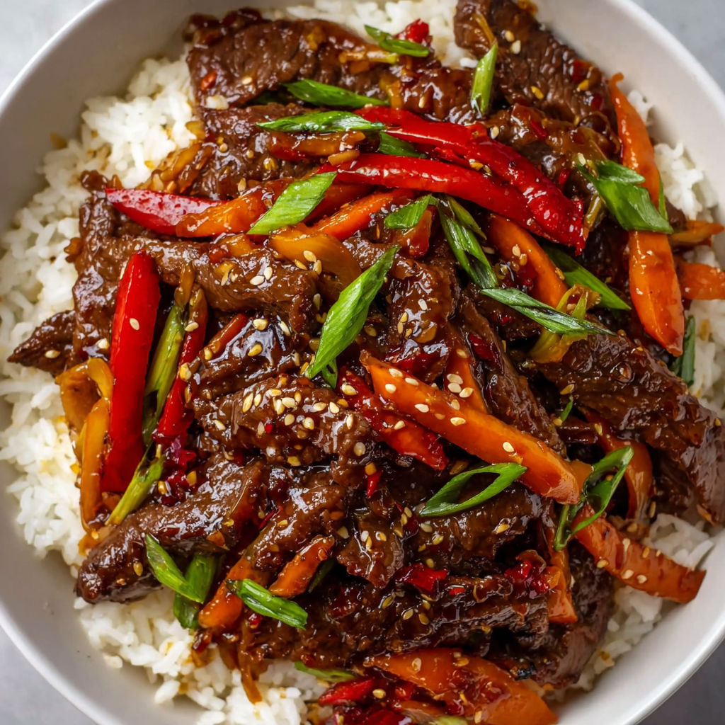 A bowl of meat and vegetables.