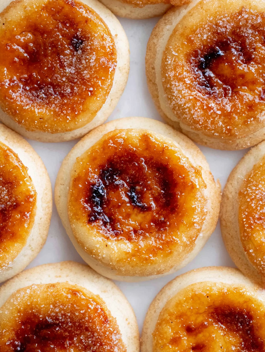 A close up of a crème brûlée cookie.