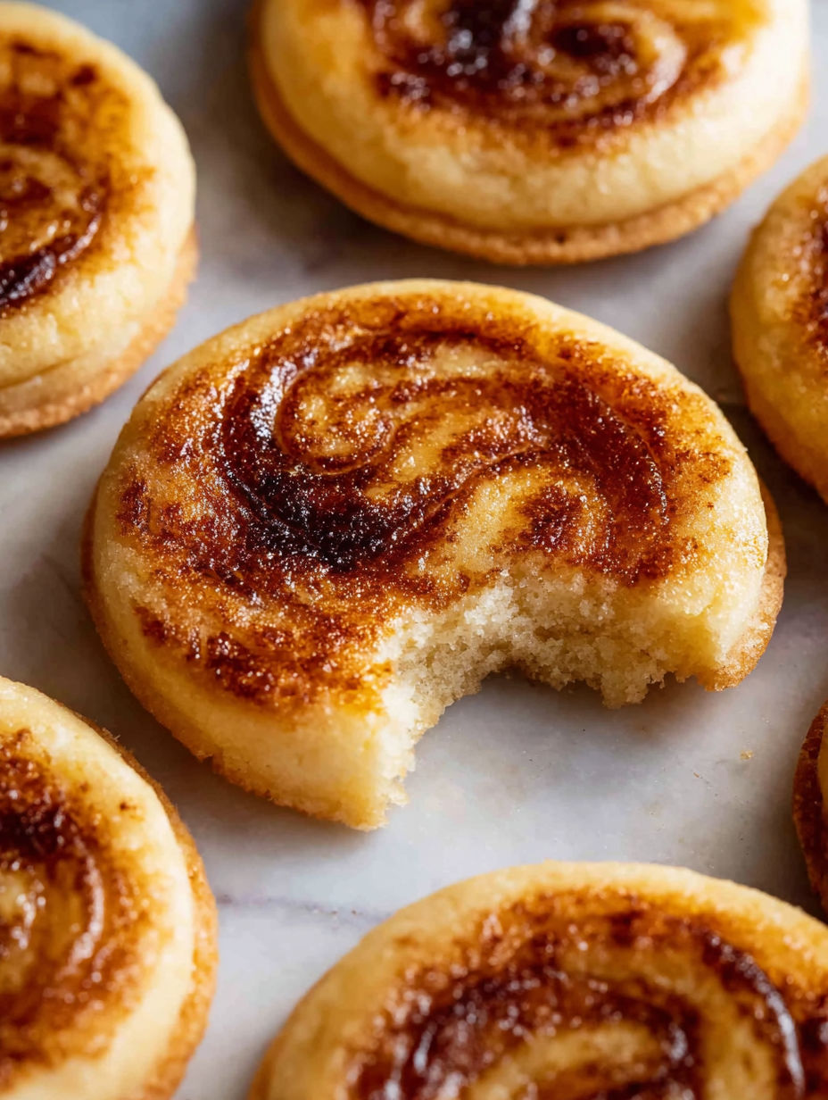 A cookie with a bite taken out of it.