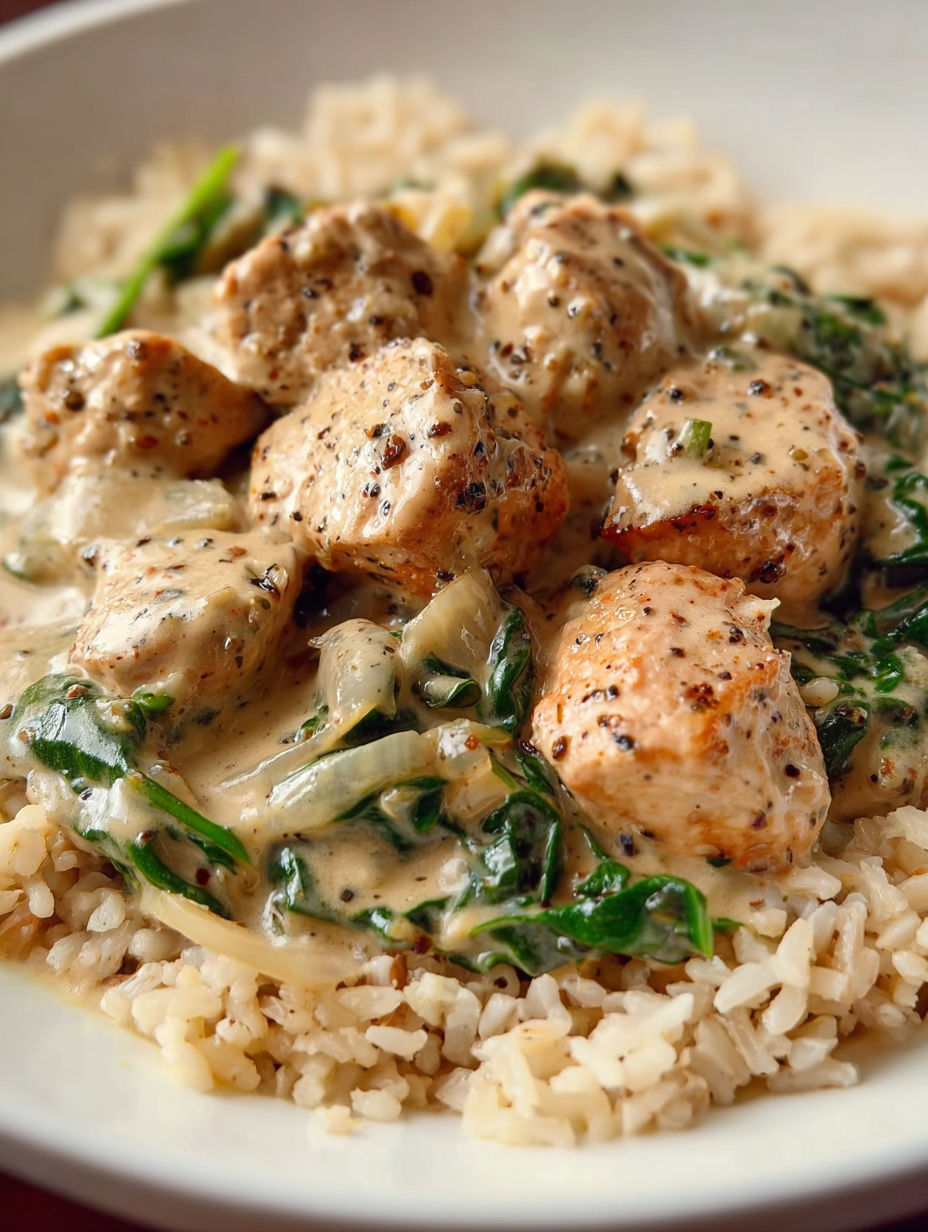 A plate of food with chicken and greens.
