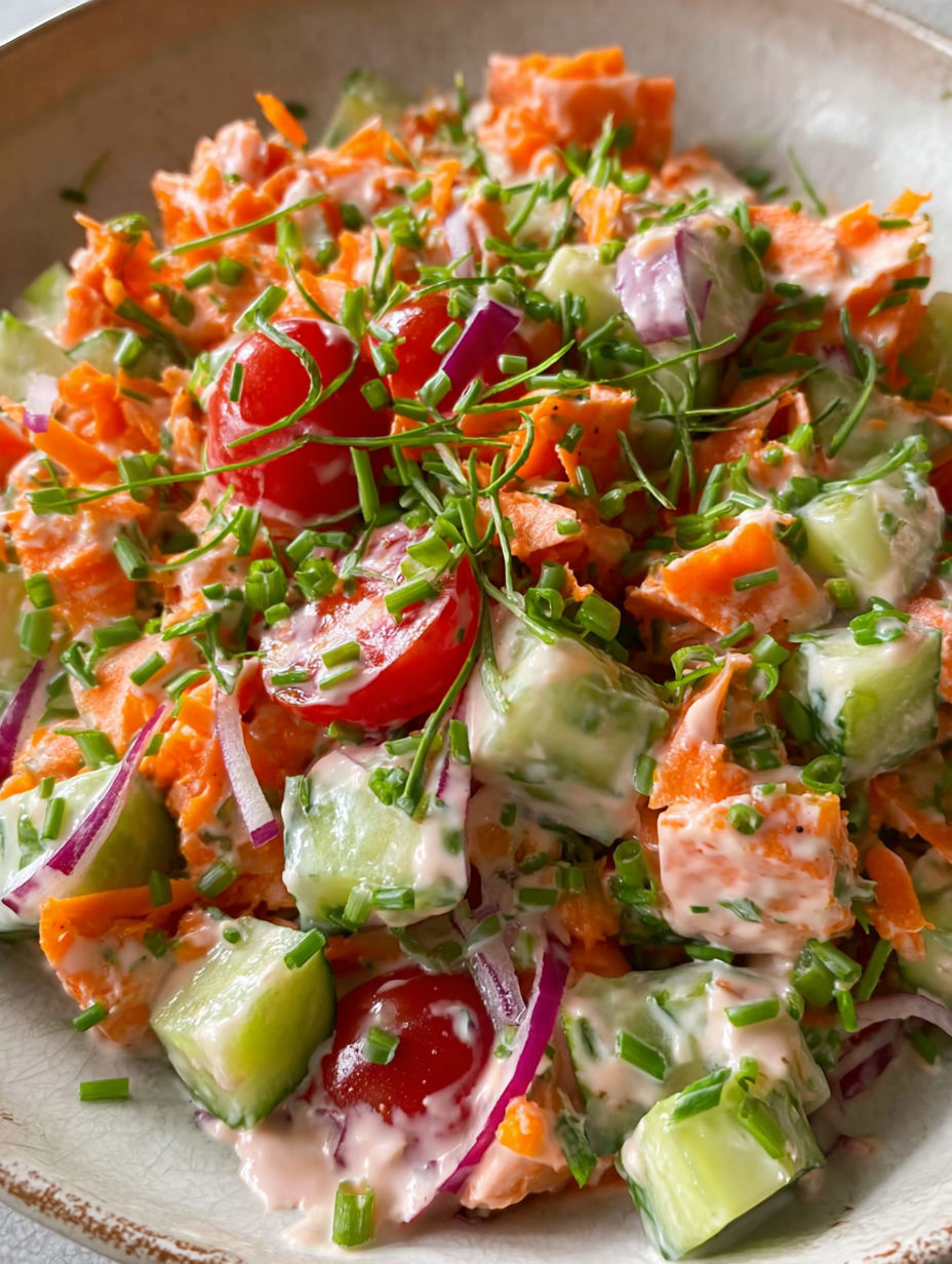 A salad with vegan dressing and carrots.