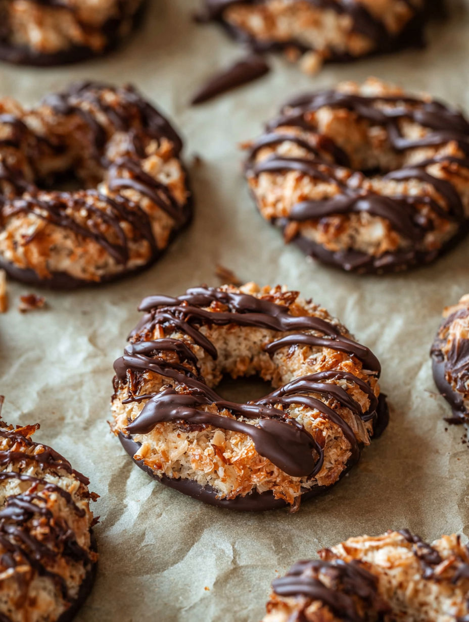Chocolate covered Samoas cookies.