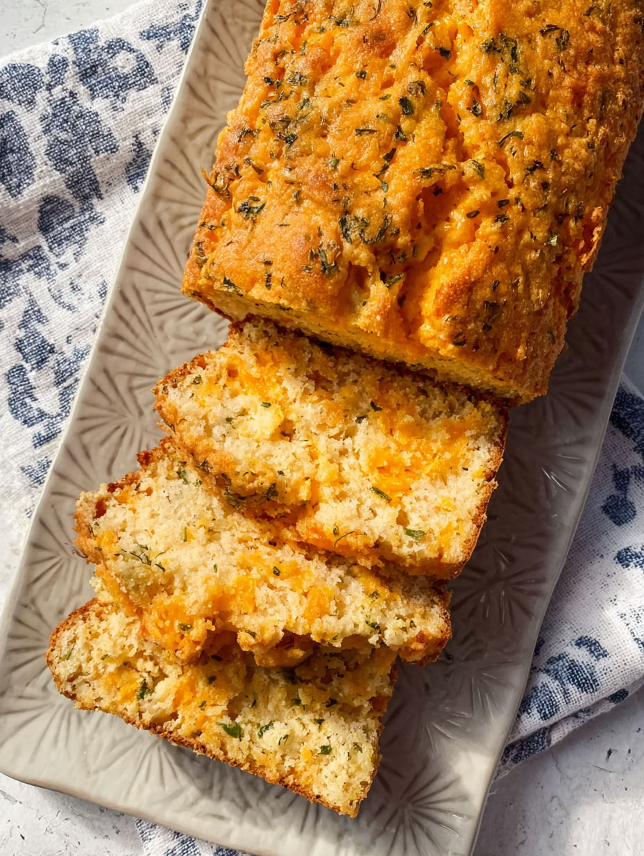 A slice of cheddar bay biscuit bread.