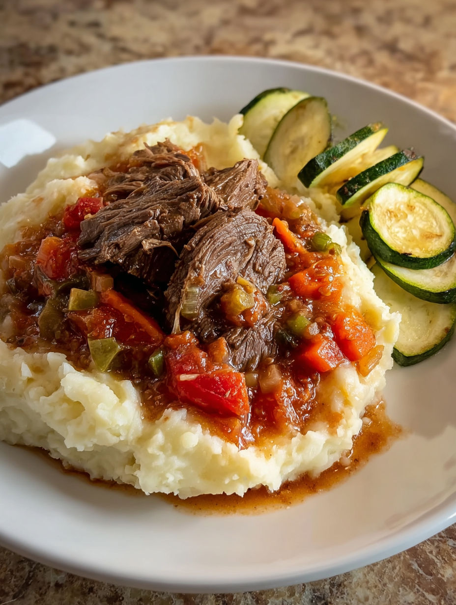 A plate of food with meat and vegetables.